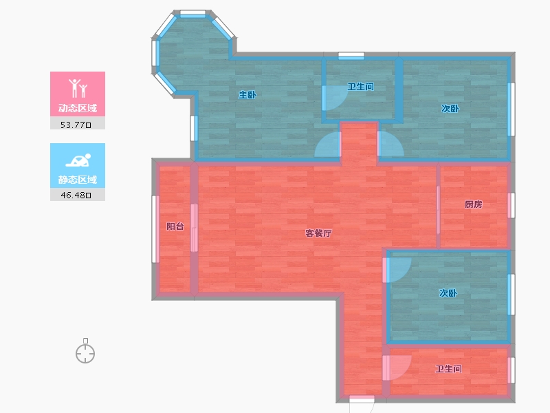 河北省-沧州市-金水湾小区-89.06-户型库-动静分区