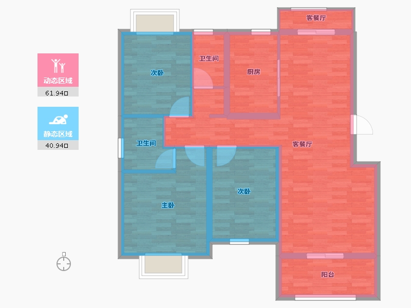 湖南省-岳阳市-岳阳枫桥绿洲-92.00-户型库-动静分区