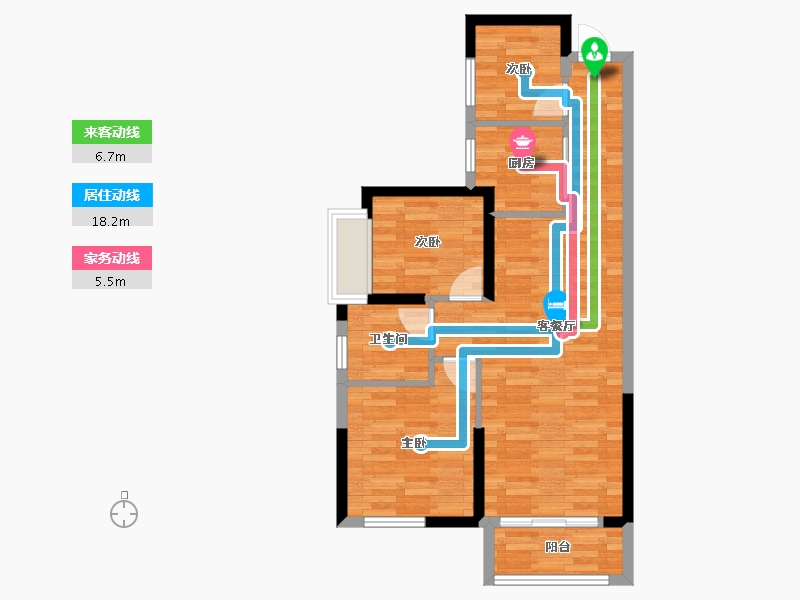 湖南省-长沙市-鸿邦国际城-65.03-户型库-动静线