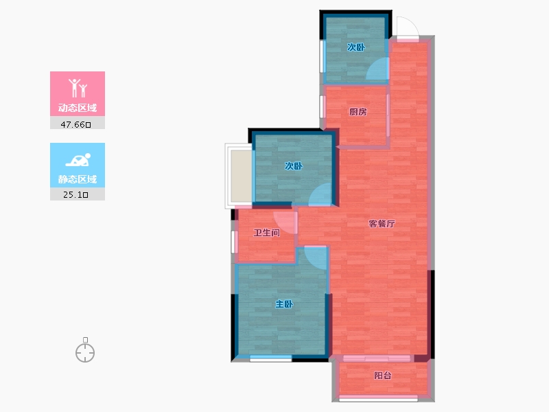 湖南省-长沙市-鸿邦国际城-65.03-户型库-动静分区