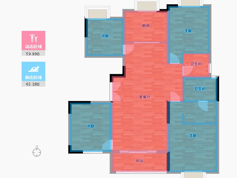 安徽省-淮南市-海德公馆-110.25-户型库-动静分区