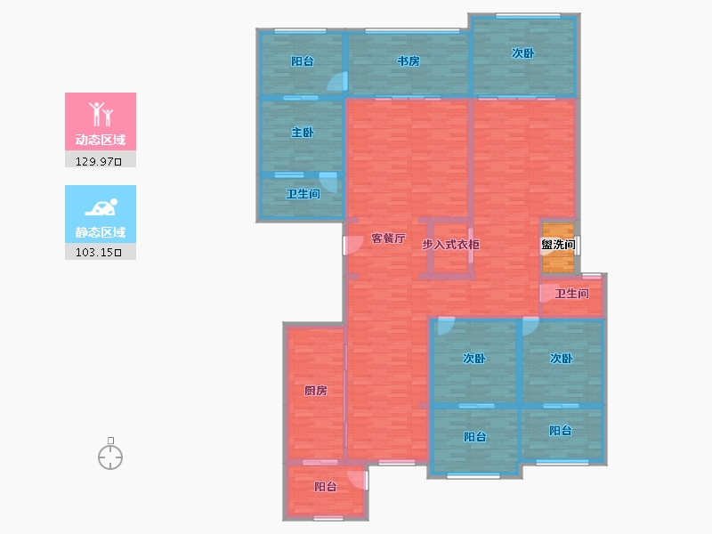 新疆维吾尔自治区-昌吉回族自治州-格林花园-214.71-户型库-动静分区