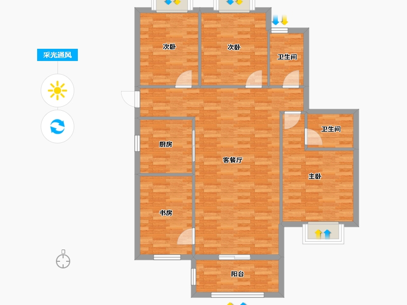 湖北省-黄石市-正泰华府-103.32-户型库-采光通风