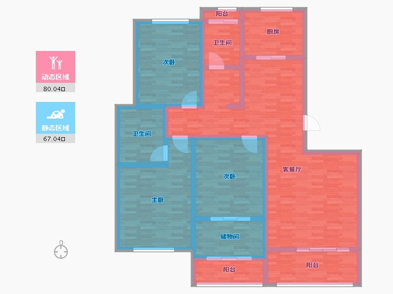 山东省-潍坊市-亚特尔庞庭-131.00-户型库-动静分区