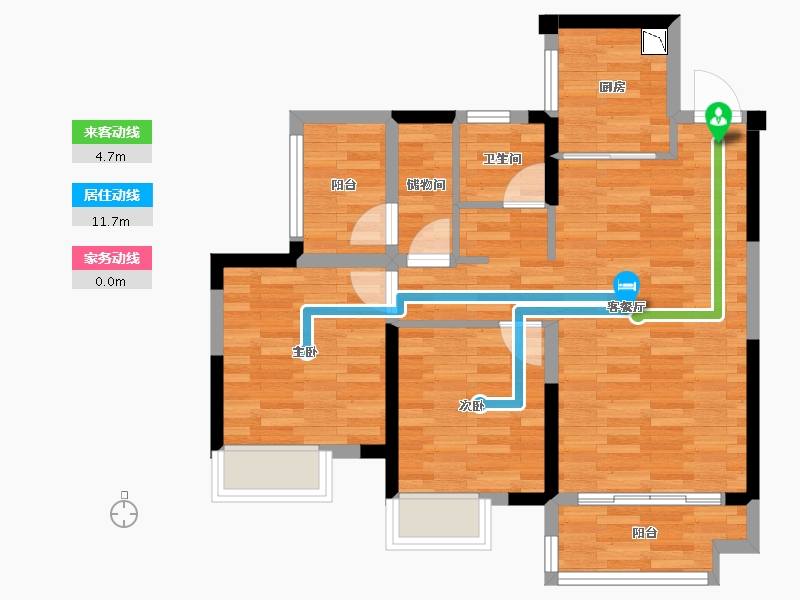 湖南省-长沙市-五矿沁园金城-66.43-户型库-动静线