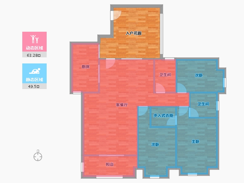 湖南省-长沙市-亚华香舍花都-121.91-户型库-动静分区