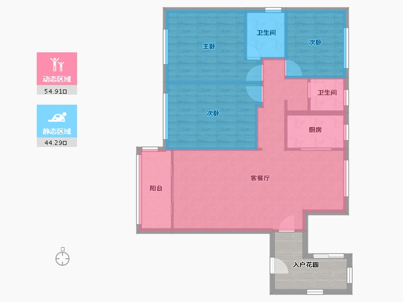 浙江省-宁波市-时代望府-98.31-户型库-动静分区