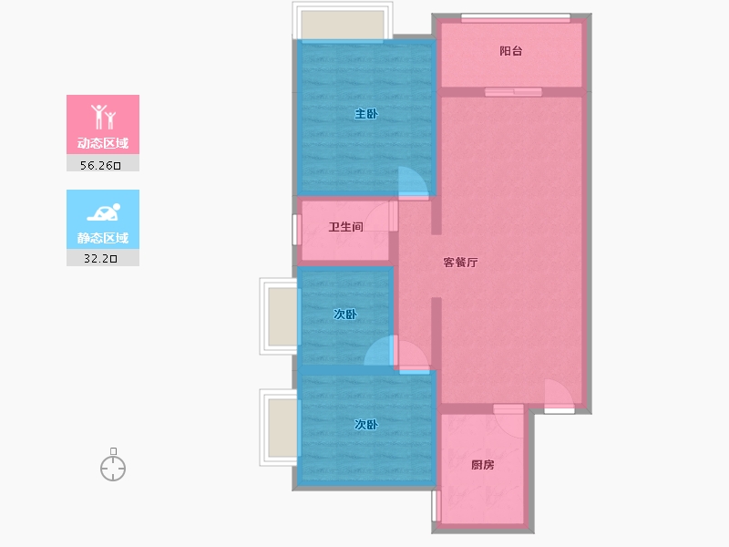 湖南省-湘潭市-湘军豪苑-78.18-户型库-动静分区