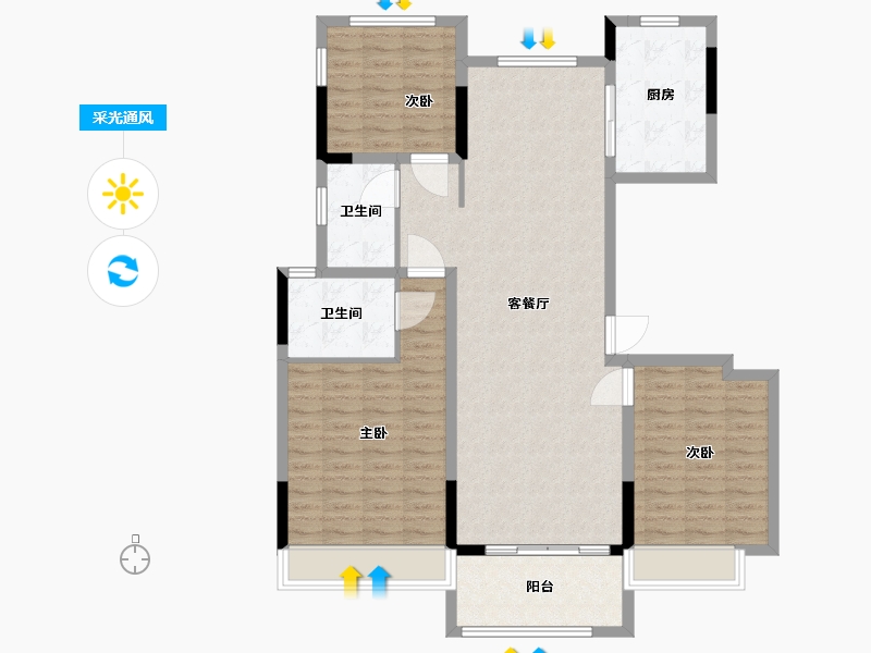 浙江省-衢州市-祥生花涧樾-113.00-户型库-采光通风