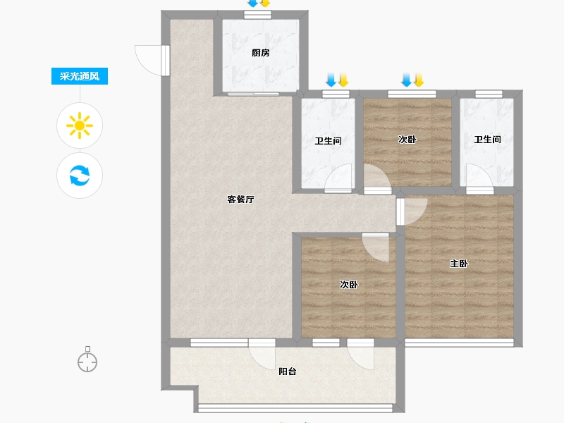 山东省-青岛市-和达名著-83.90-户型库-采光通风