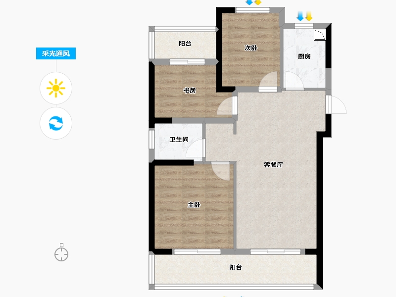 安徽省-合肥市-蜀熙府-73.82-户型库-采光通风