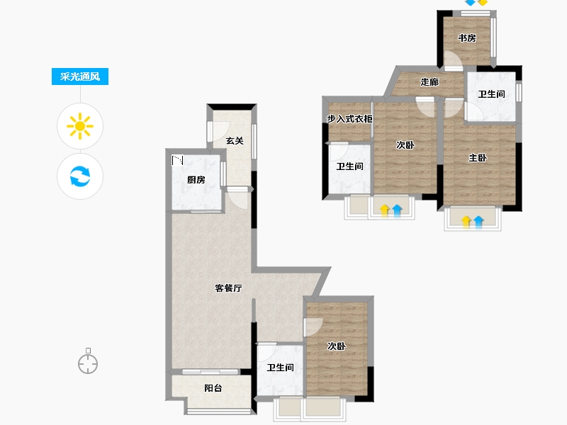 广东省-广州市-华润置地・广州润府-101.67-户型库-采光通风