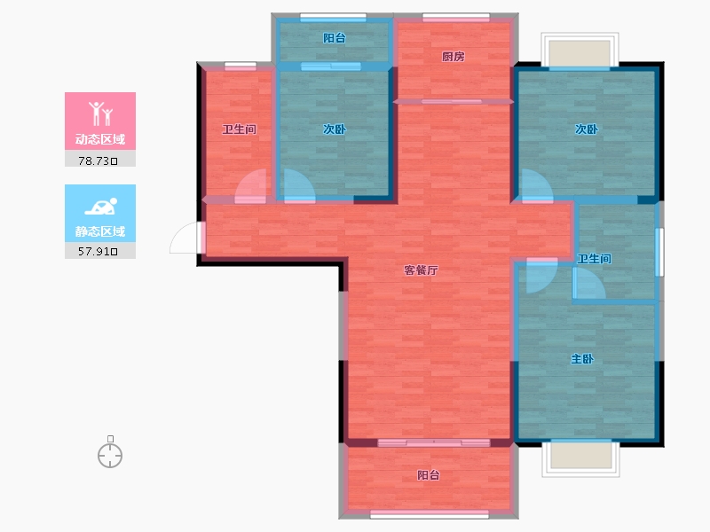 河南省-南阳市-郦都国际3期-123.01-户型库-动静分区