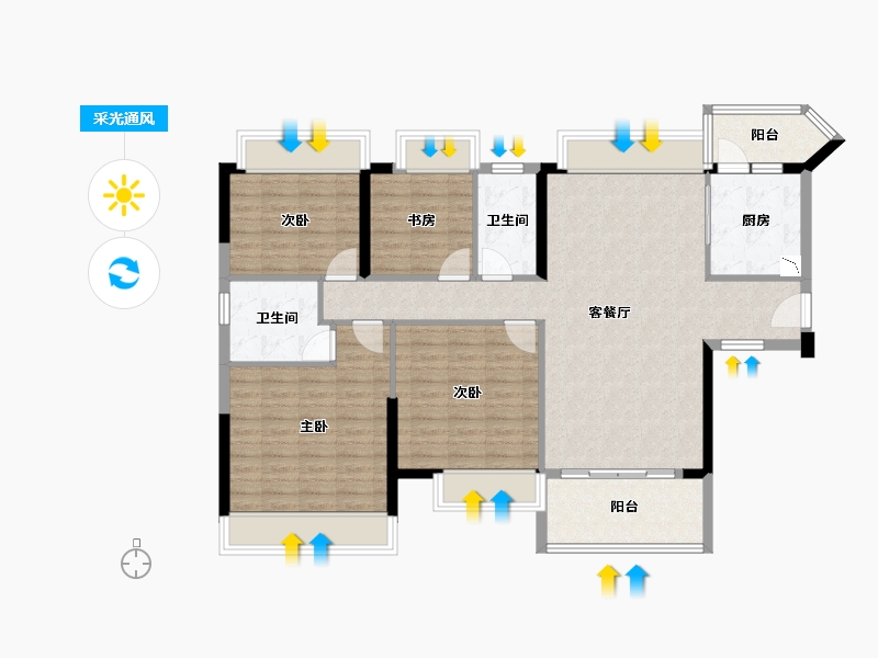 广东省-清远市-恒福山湖峰境-112.77-户型库-采光通风