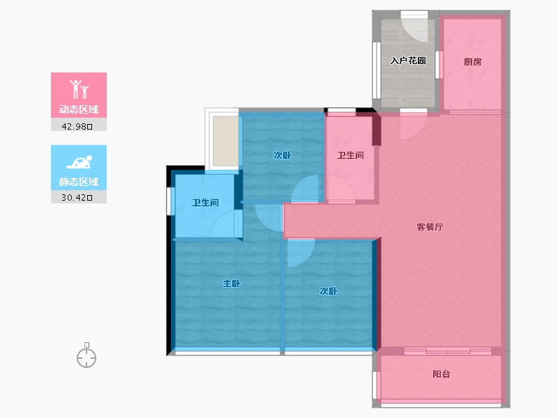 广东省-清远市-碧桂园・山湖城-69.85-户型库-动静分区