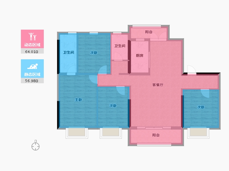 广东省-中山市-碧桂园卓越协信天际-108.80-户型库-动静分区