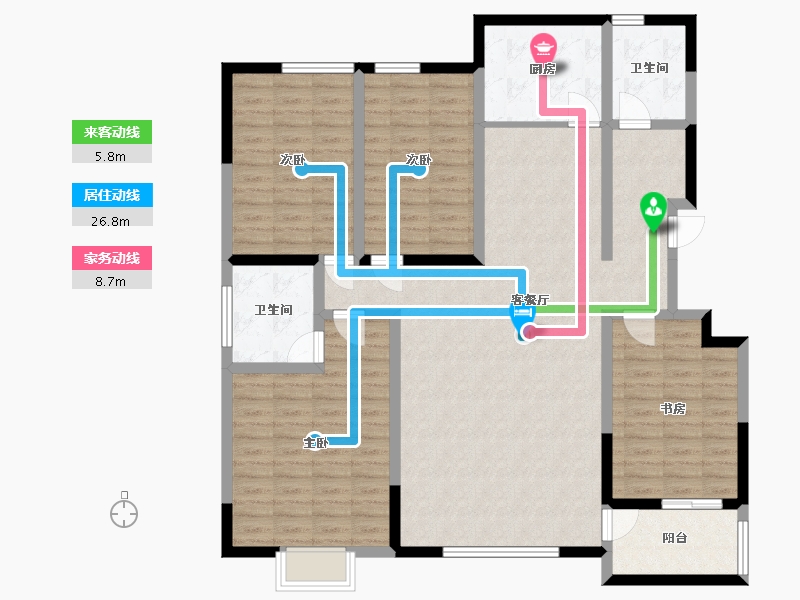 河南省-郑州市-机电学院家属院-138.99-户型库-动静线