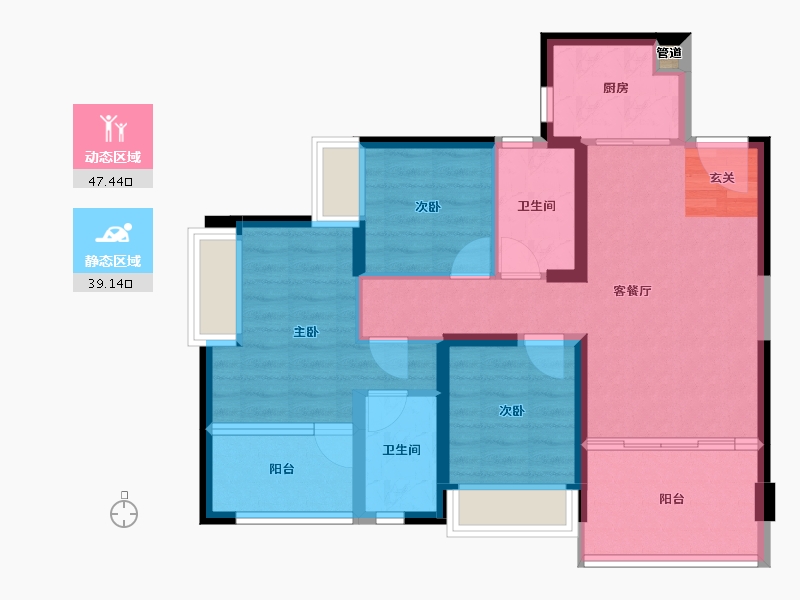 广东省-深圳市-鸿荣源・壹成中心璞誉府-76.61-户型库-动静分区