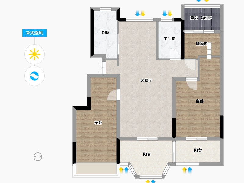 山东省-临沂市-滨河名邸-94.77-户型库-采光通风