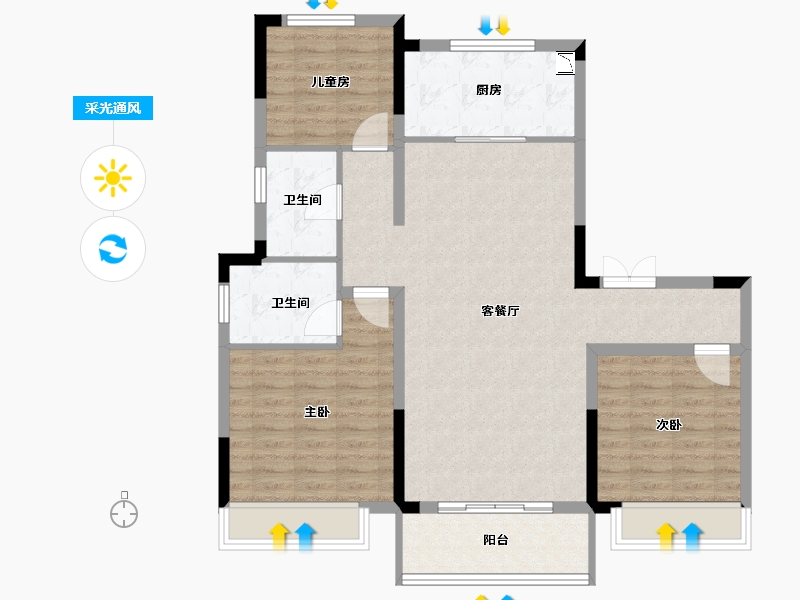 河南省-商丘市-珍宝岛 香缇雅苑-99.07-户型库-采光通风