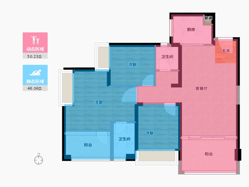 广东省-深圳市-鸿荣源・壹成中心璞誉府-85.62-户型库-动静分区