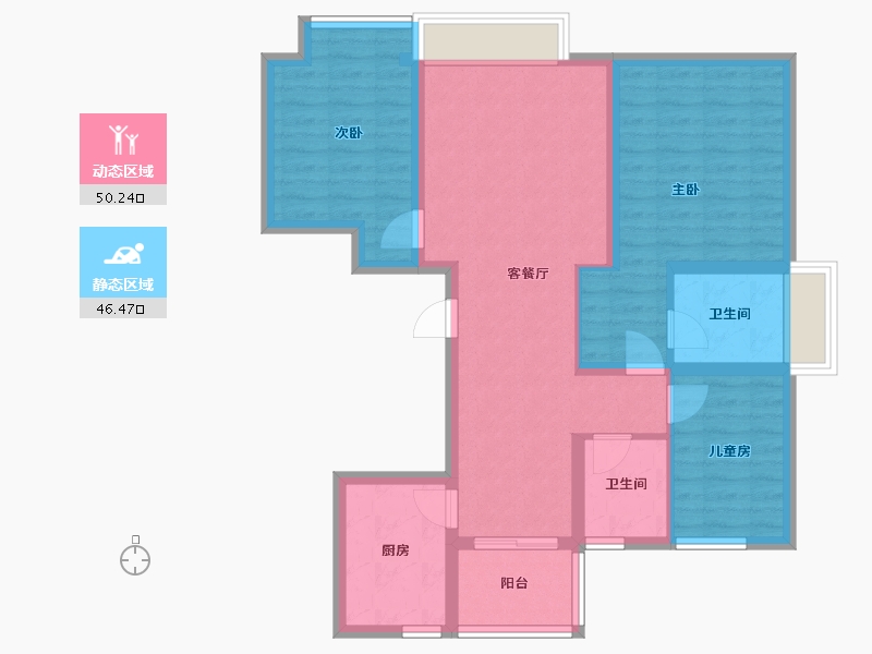 北京-北京市-北京城建·龙樾西山-85.60-户型库-动静分区