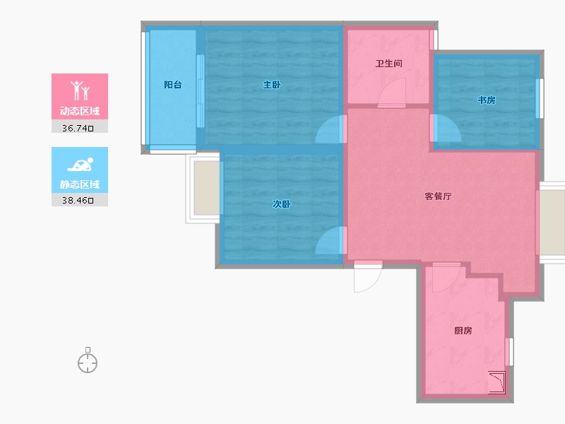 江苏省-南京市-莲花新城北苑-66.52-户型库-动静分区