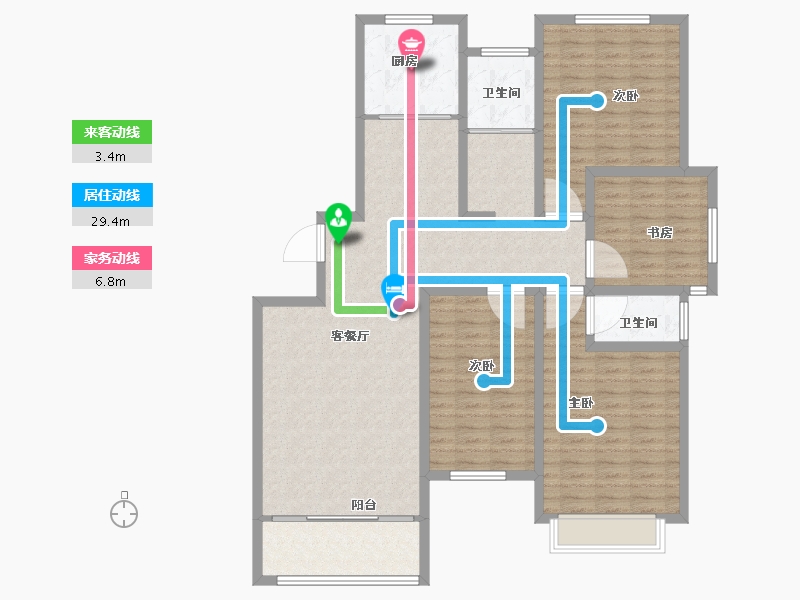 山东省-滨州市-恒基山庄-133.01-户型库-动静线