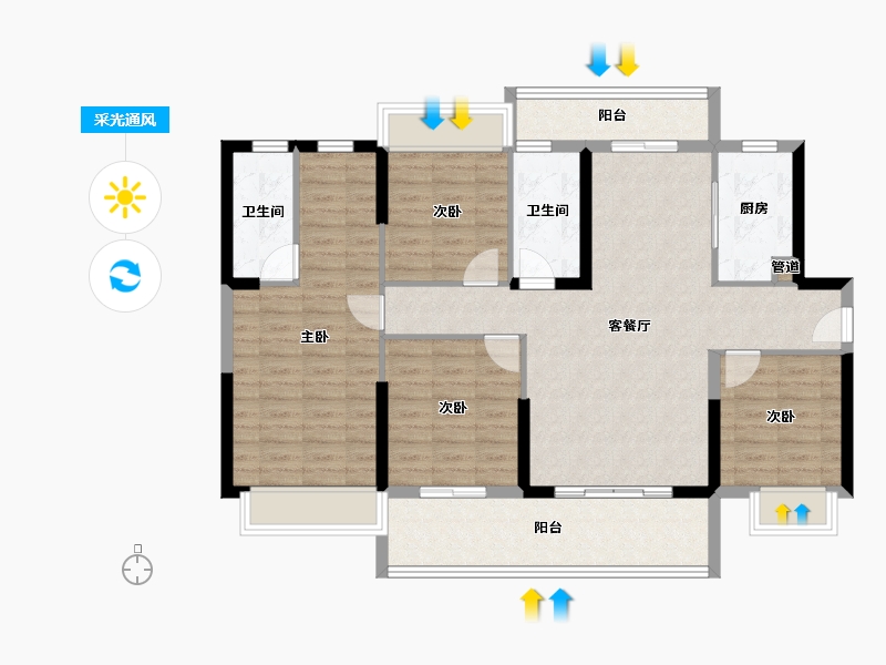 广东省-韶关市-乐昌碧桂园-111.96-户型库-采光通风