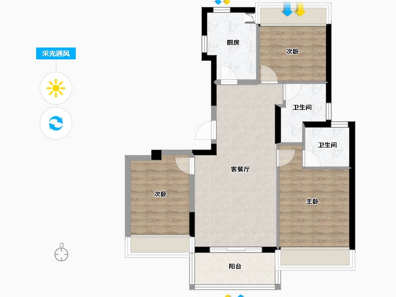 上海-上海市-华润置地赛拉维-79.01-户型库-采光通风