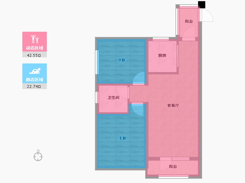 河北省-廊坊市-绿宸万华城-57.21-户型库-动静分区