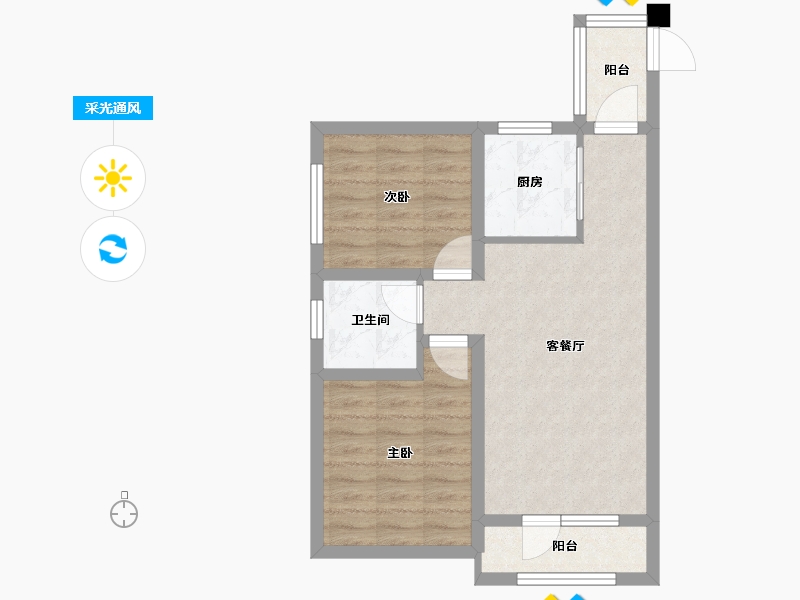 河北省-廊坊市-绿宸万华城-57.21-户型库-采光通风