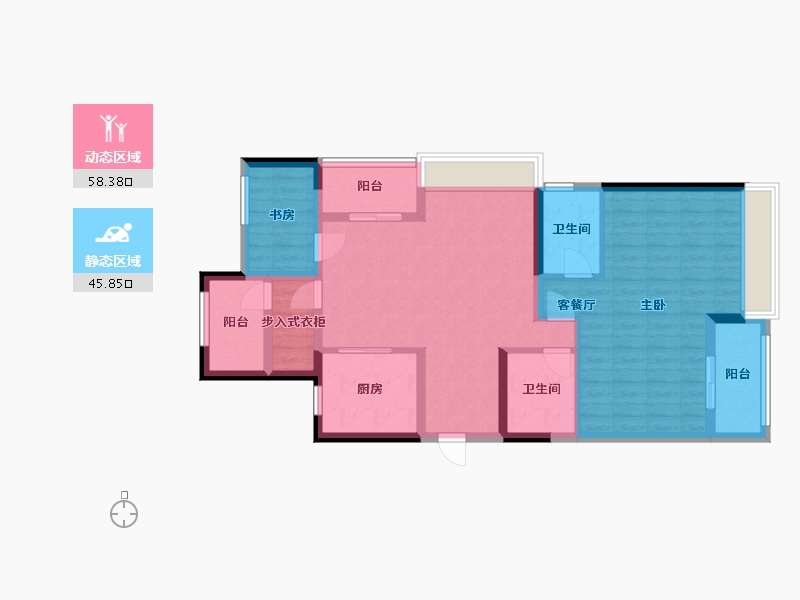 浙江省-嘉兴市-龙湖卓越·紫宸-92.78-户型库-动静分区