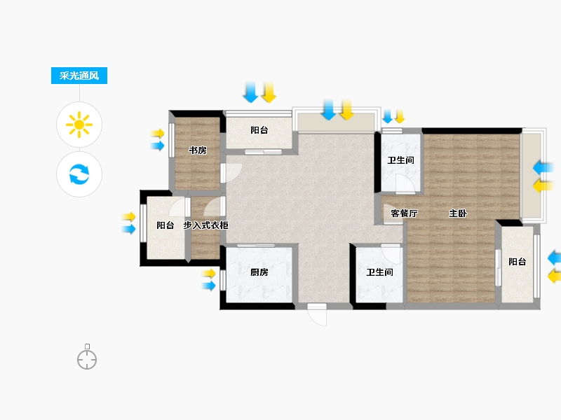 浙江省-嘉兴市-龙湖卓越·紫宸-92.78-户型库-采光通风