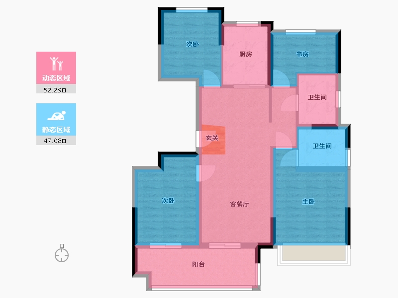 安徽省-合肥市-谊华雍景府-88.26-户型库-动静分区