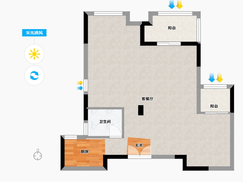 浙江省-嘉兴市-佳源东方都市-73.70-户型库-采光通风