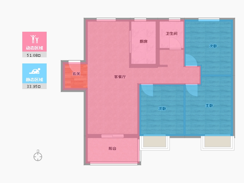 安徽省-合肥市-孔雀城时代北宸-76.11-户型库-动静分区