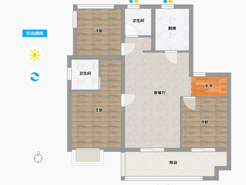 安徽省-合肥市-中梁华地辰阳府-79.19-户型库-采光通风