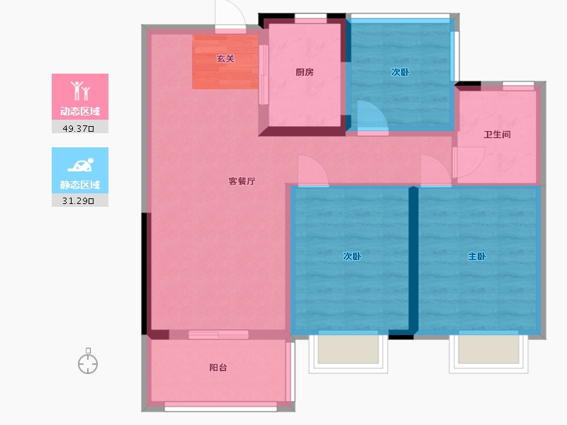 安徽省-合肥市-北城正荣府-71.39-户型库-动静分区