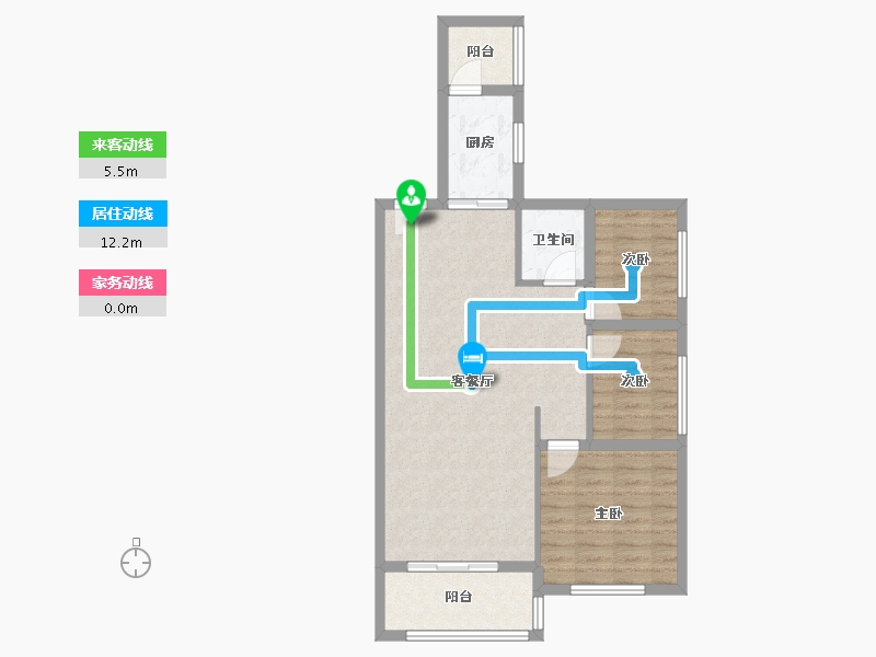 湖北省-天门市-碧水园-76.34-户型库-动静线