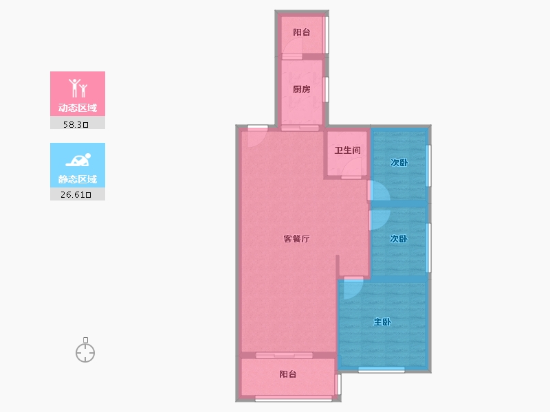 湖北省-天门市-碧水园-76.34-户型库-动静分区