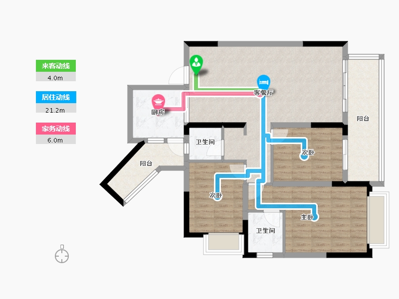 湖南省-长沙市-人民路九号-95.76-户型库-动静线