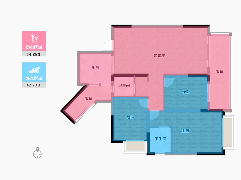 湖南省-长沙市-人民路九号-95.76-户型库-动静分区