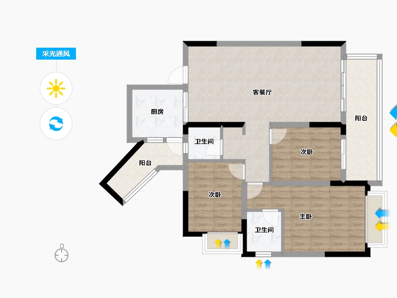 湖南省-长沙市-人民路九号-95.76-户型库-采光通风