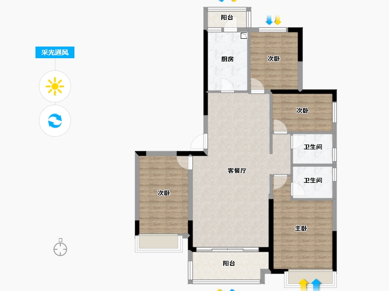 黑龙江省-哈尔滨市-恒大御府-113.33-户型库-采光通风