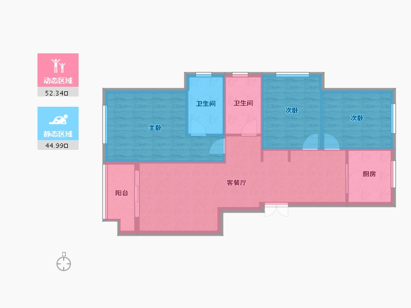 江苏省-徐州市-金尊府-88.69-户型库-动静分区