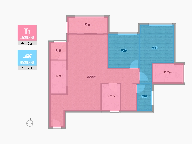 重庆-重庆市-鲁能领秀城-82.99-户型库-动静分区