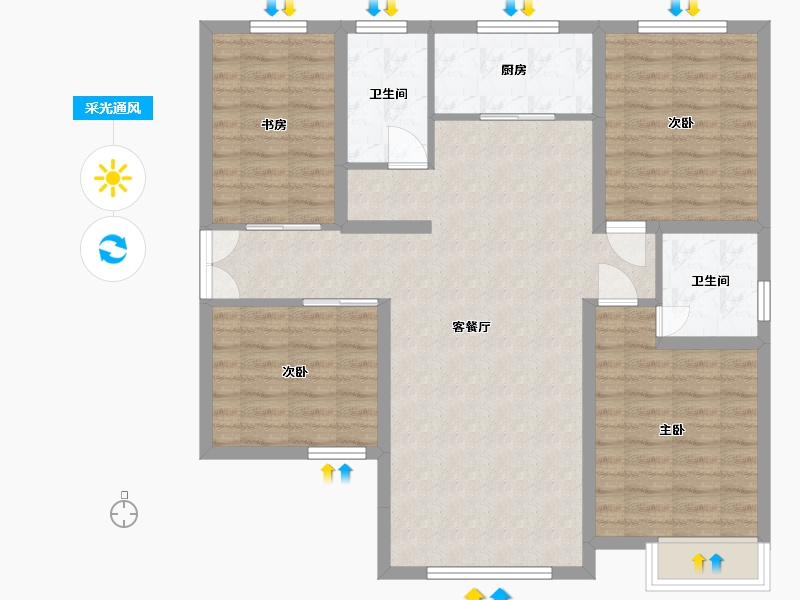 山西省-大同市-星港城二期-99.64-户型库-采光通风