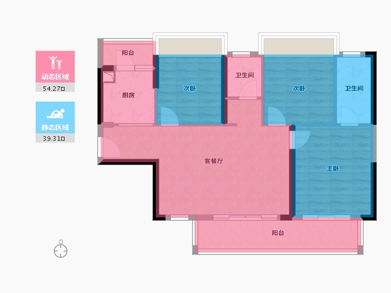 广东省-江门市-敏捷悦府-83.97-户型库-动静分区