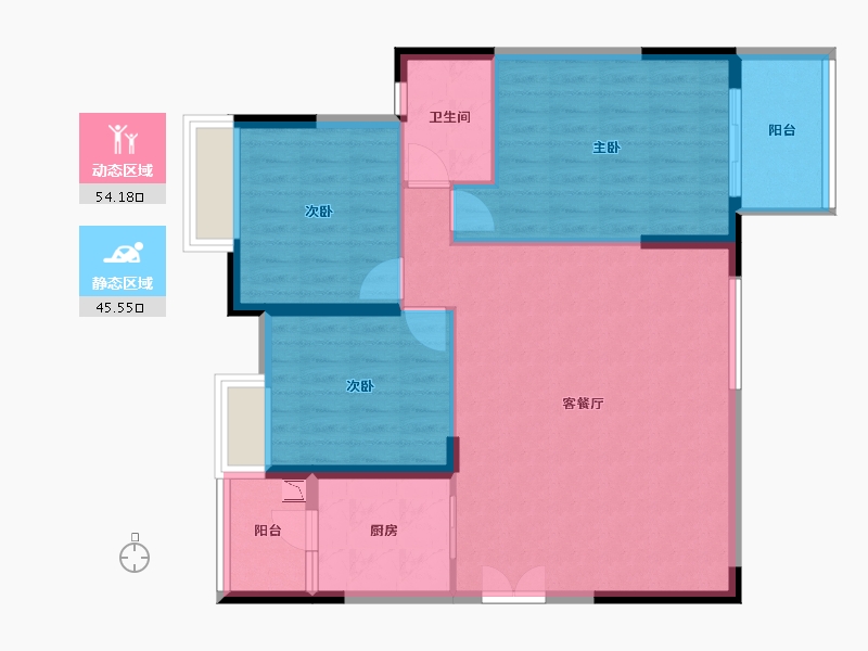 湖北省-十堰市-东风阳光城锦城世家-90.48-户型库-动静分区